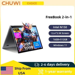 FreeBook 2-in-1 Laptop IntelN150 13.4'' Touch 2.5K Screen