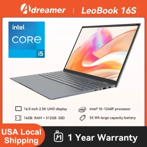 16 Inch Laptop with Intel Core i5 1240P 2.5K IPS Display
