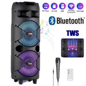 4000W Portable Bluetooth Speaker Dual 6.5" Woofer