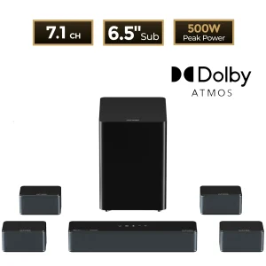 500W 7.1ch Dolby Soundbar w/ Wireless Subwoofer & 4 Surround Speakers
