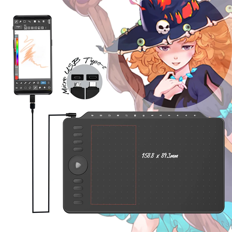 Graphics Tablet 12 Inch Large Pen Multimedia Keys - Image 2